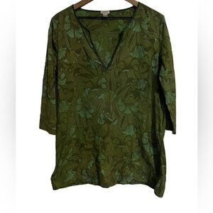 J crew green floral tunic size Womens large